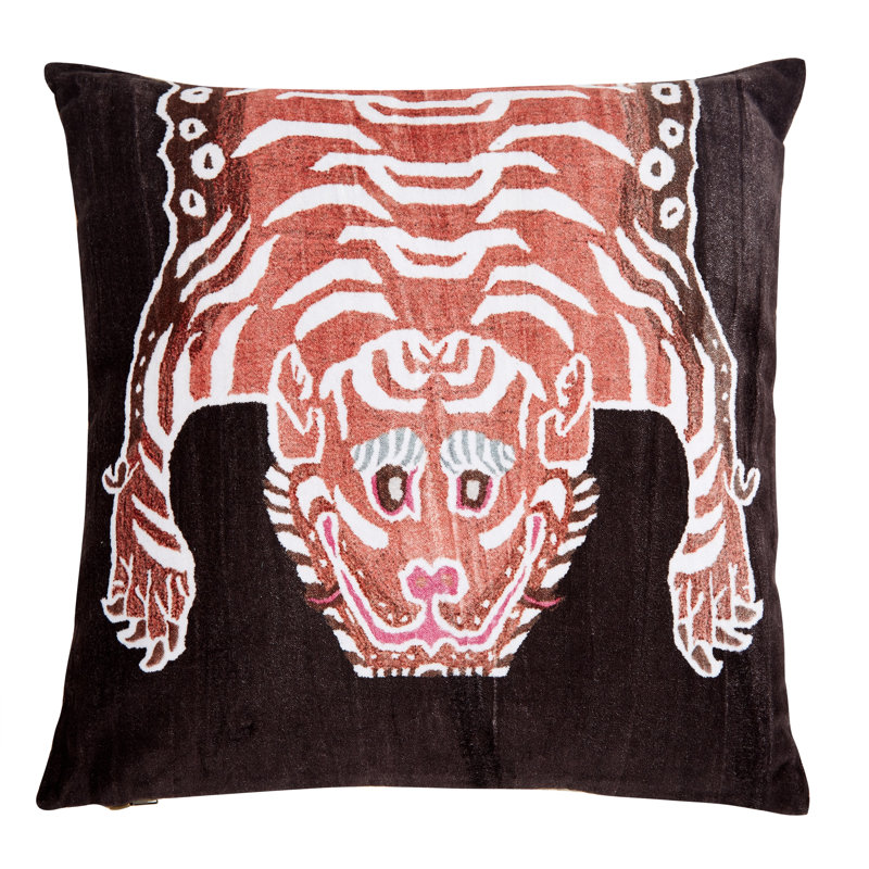 TIBETAN TIGER PILLOW LAPIS 22"X22", Rouge, Square 18"