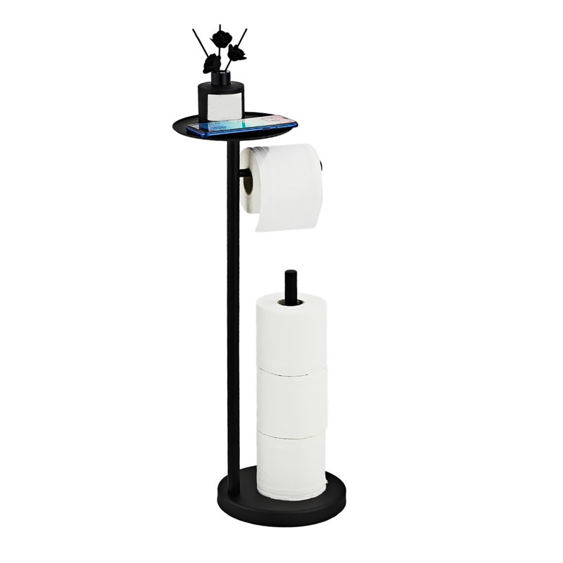Free Standing Toilet Paper Holder, Matte Black