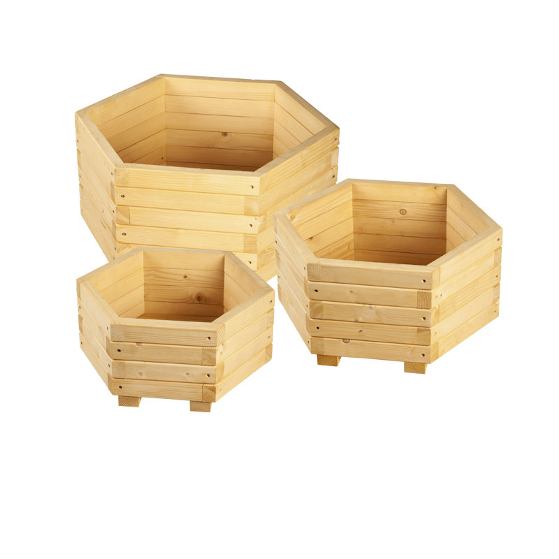 Ensemble de pots à fleurs en bois 3 pièces Laigha