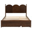 Grand lit plateforme avec rangement spacieux et lit gigogne simple en noyer