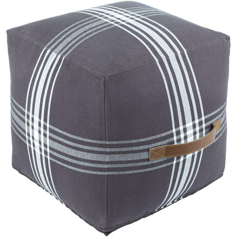 Olgrah Upholstered Pouf, Charcoal Cotton Blend