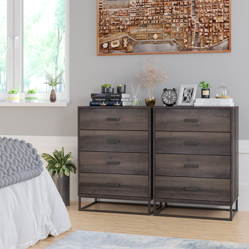 60cm W 4 - Drawer Chest of Drawers, Dark Brown/Black
