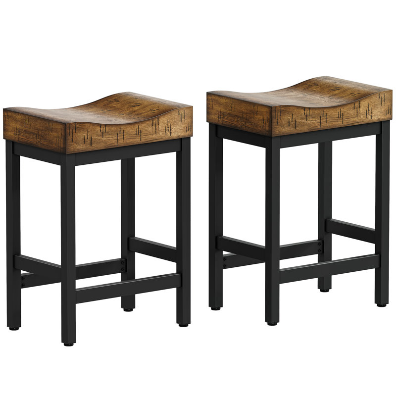 Tabouret de comptoir court Azyaa, Brun, Noir