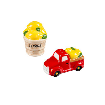 Truck and Lemon Ceramic Salt and Pepper Shaker Set