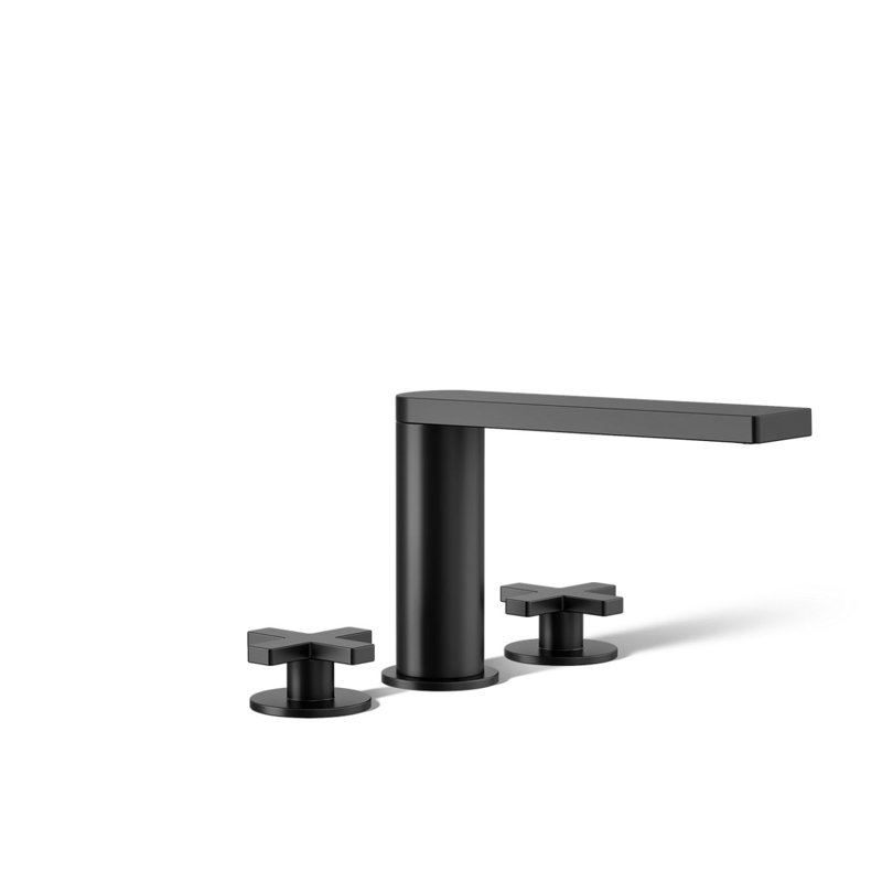 Composed Deck-Mount Bath Faucet With Cross Handles, Matte Black