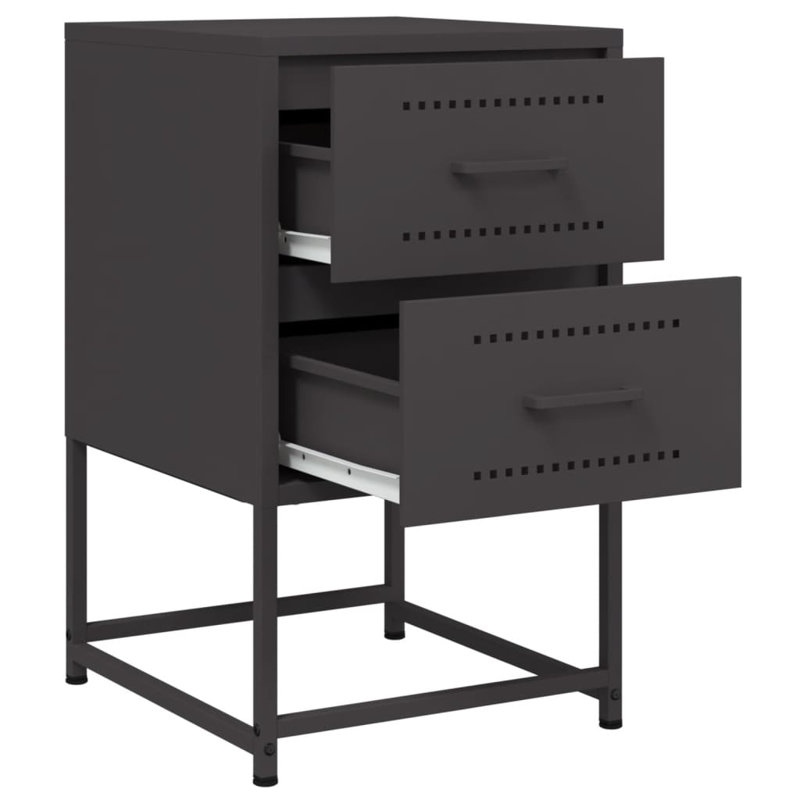 Bedside Cabinet 36x39x60.5 cm Steel, Black, 1