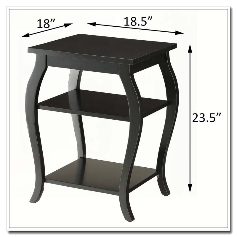 Black 2-shelf End Table, Black