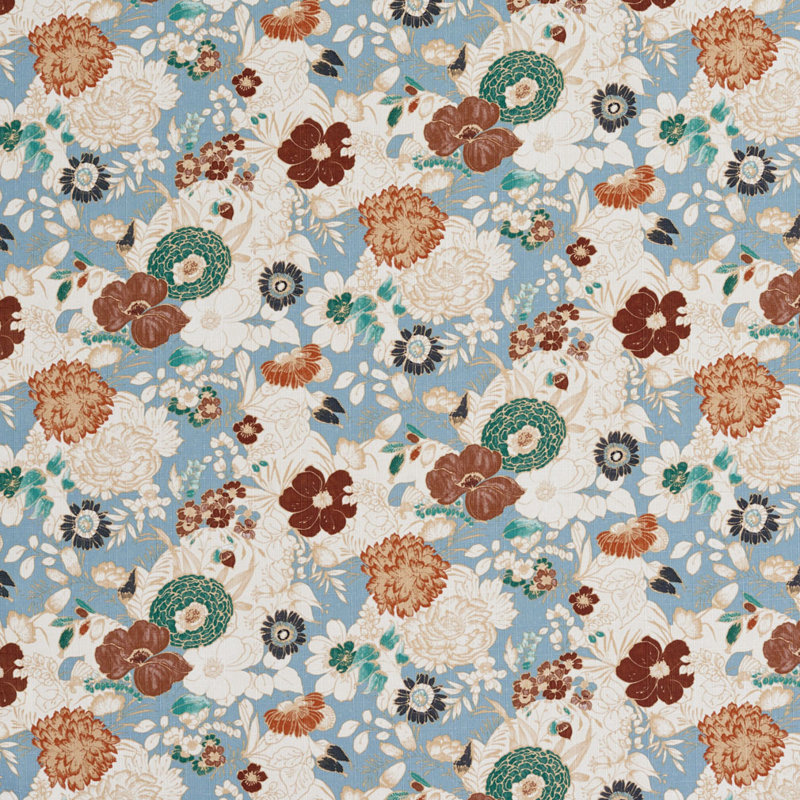 Tissu à imprimé floral, Bleu pâle