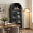 Black Arched Cabinet & Floor Lamp (set Of 2), Decorative Storage Bookcase With Adjustable Shelves