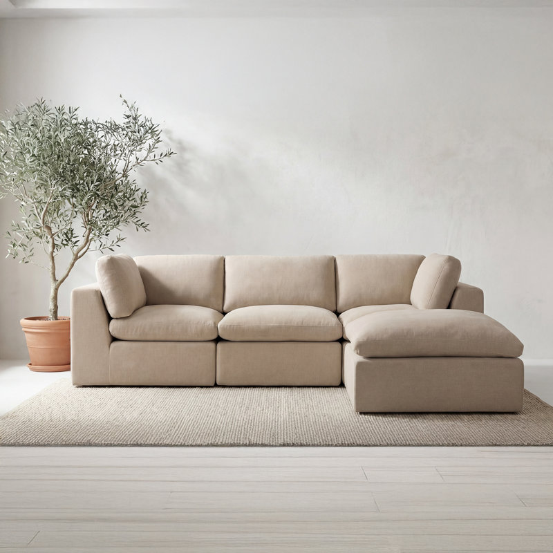 Cates Ottoman Dark Green, Beige