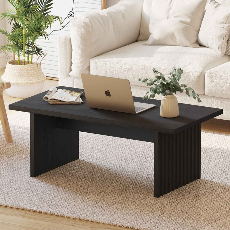 Table basse Aust Farmhouse, table de salon en bois, table basse rectangulaire de 43 po, Chêne noir