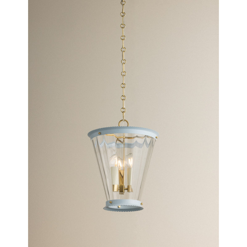 Lucretia Lantern, Aged Brass/Soft Arctic Blue