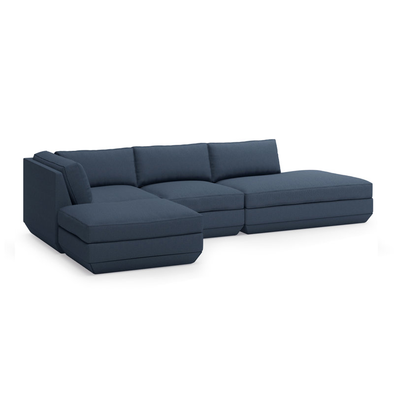 Podium Modular 4-Piece Lounge Sectional B, Left Hand Facing, Hanson Navy