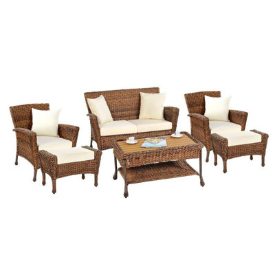 Runge Premium All-Weather Wicker 4 - Person Patio Conversation Set with Cushions