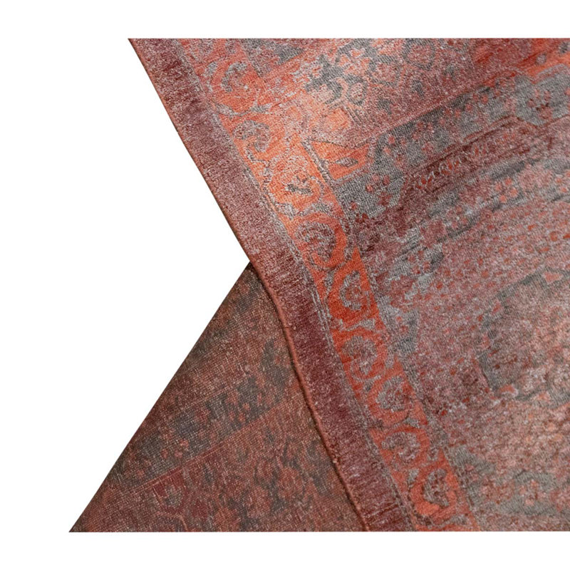 Oriental Area Rug in Rust/Gray/Burgundy