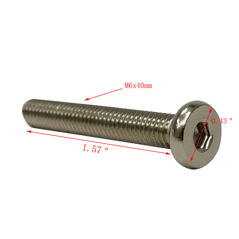 Vis à tête cylindrique à six pans creux FixtureDisplays® M6 x 40 mm, pas 1,00 20PK 15151