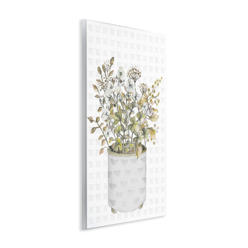 Art mural neutre sur bois en pot par Janice Gaynor, H 15 po x l 10 po