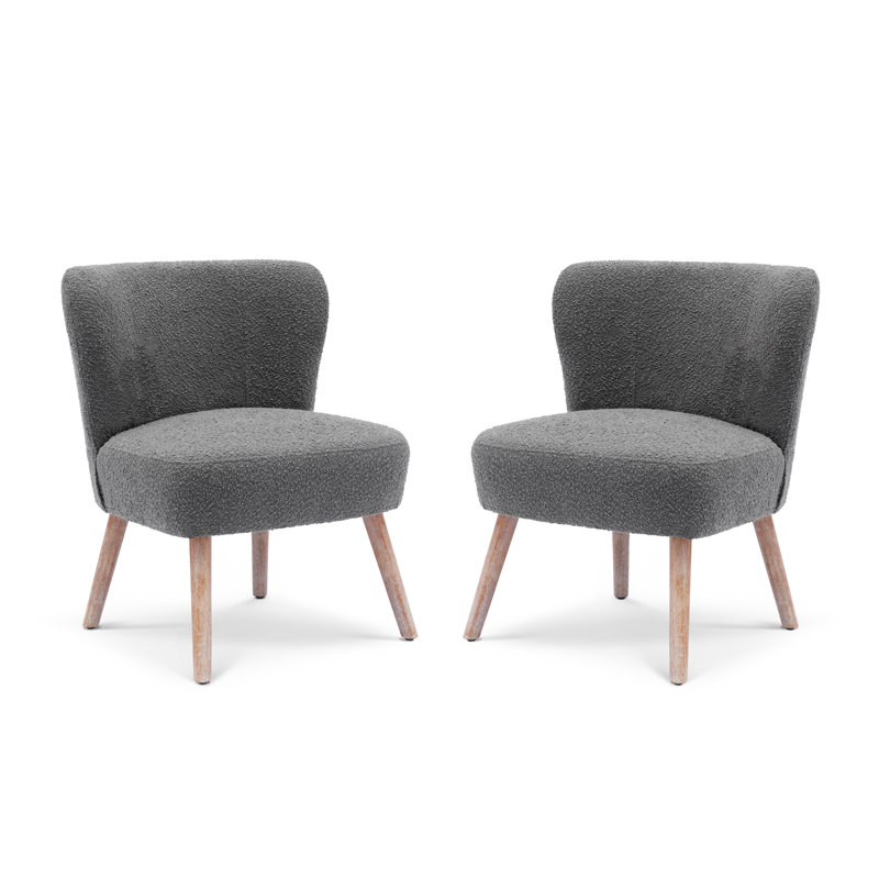 Fauteuil de chambre rembourré Breann, Mélange de polyester gris