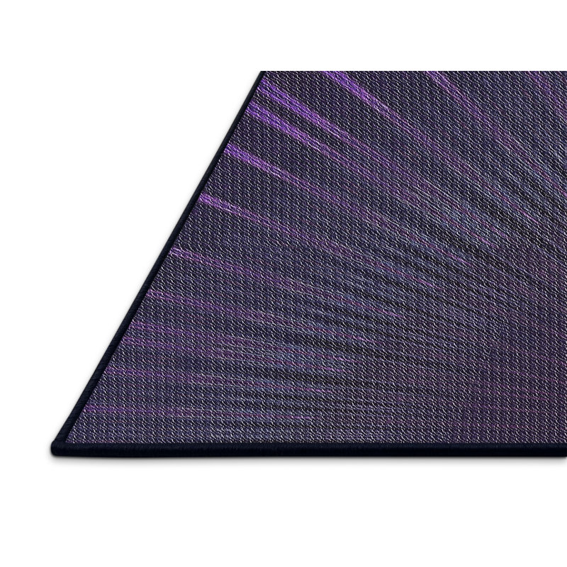 Tapis noir/zone mauve à motifs, Rectangle 8 pi x 10 pi