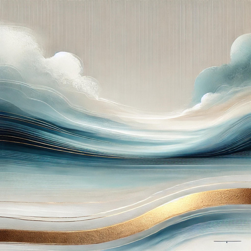 Coastal Drift - art abstrait sur toile, horizon océanique abstrait, H 40 po x l 40 po x P 1,5 po