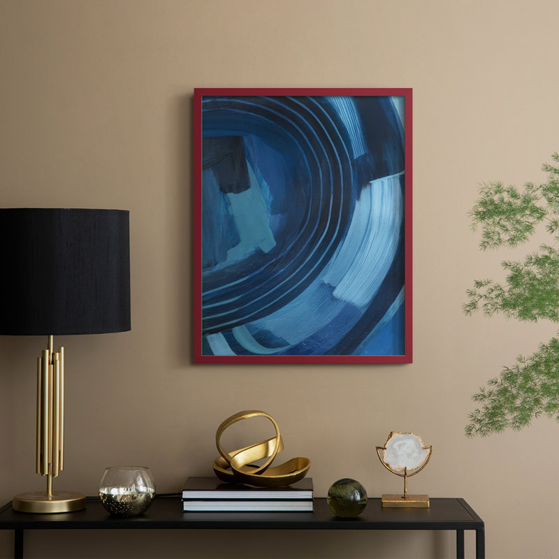 «Blue Sighs I», reproduction encadrée - bois massif, H 11 po x l 9 po, Rouge