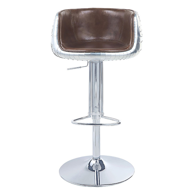 Tabouret pivotant brun avec hauteur réglable - look rétro pour le cuir moderne