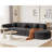 Modern Curved Sectional Couch For Living Room, Cloud Modular Sofa Boneless Lounge Sofa, 3-seater Compressed Couch With 3 Pillows