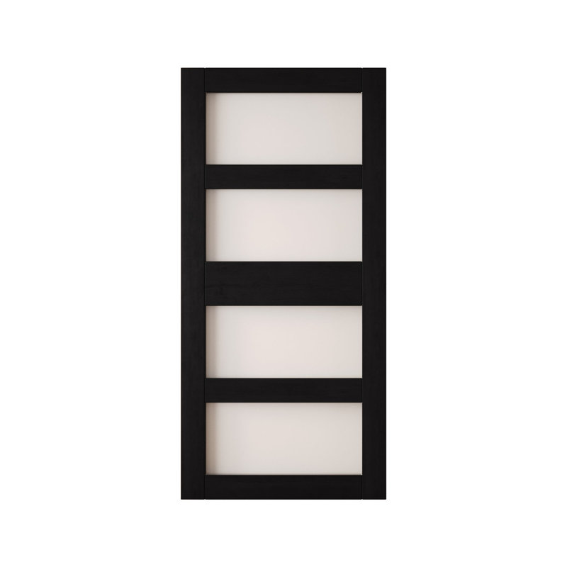 Porte de grange non assemblée et finie en verre de 4 po de 26 po x 84 po Homacer de Homacer, utilisation intérieure seulement