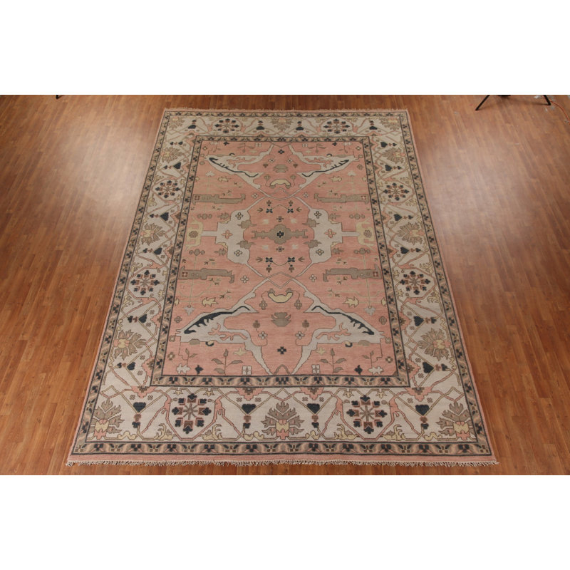 Tapis oriental rose grand Oushak 10 x 14