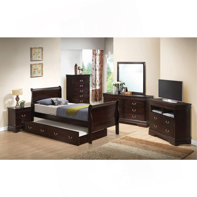Elegant Cappuccino Trundle Bed For Optimal Comfort, Cherry, Full