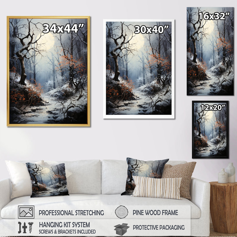 Moonlit Shadows In Winter IV sur toile, Cadre flottant naturel, H 32 po x l 24 po x P 1 po