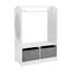  White Wooden Dress Up Unit With Grey Storage Boxes Wardrobe