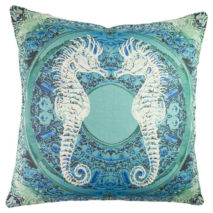 Seahorse Square Cotton Pillow Cover & Insert TheWatsonShop 