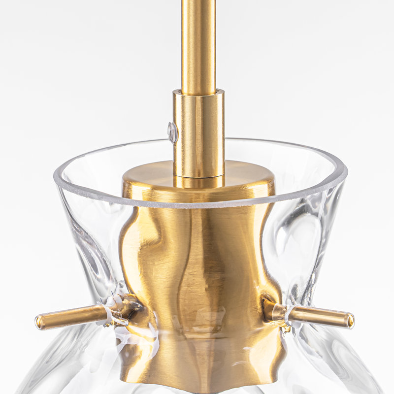 1-Light Dimmable Modern Industrial Bell Clear Ripple Glass Pendant, 1, 88.6" H x 5.9" W x 5.9" D