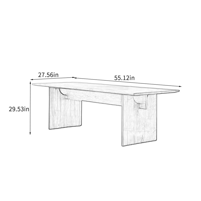 Solid Ash Wood Rectangular Dining Table., 29.53"H x 55.12"L x 27.56"W, Brown