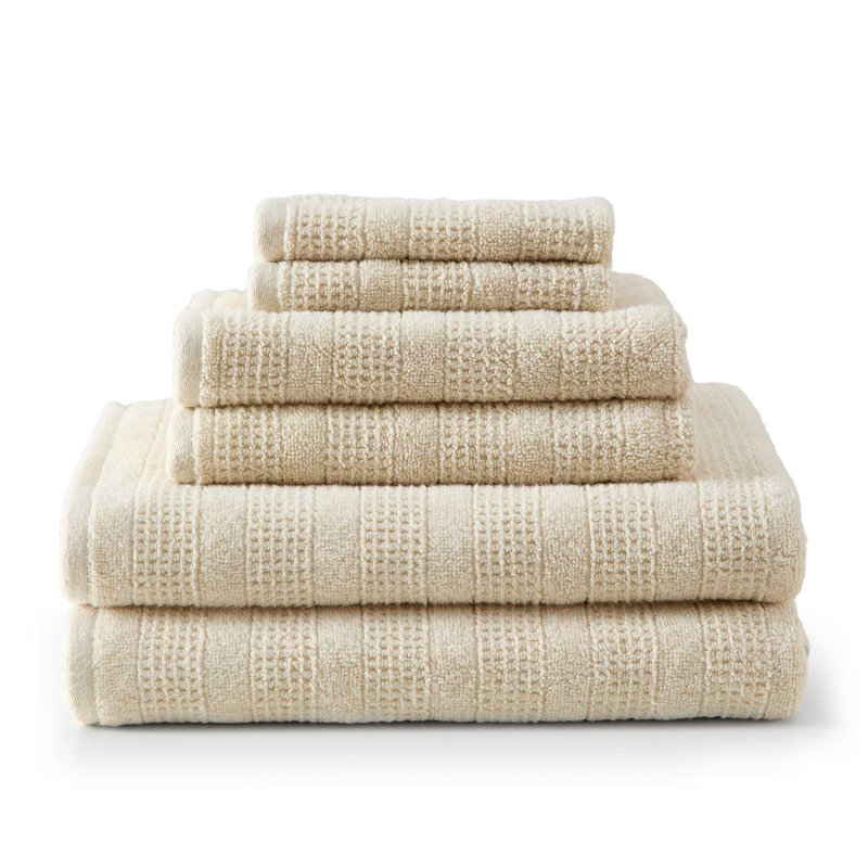 Martha Stewart Bedford Cottage Solid Cotton 6 Piece Towel Set, Beige