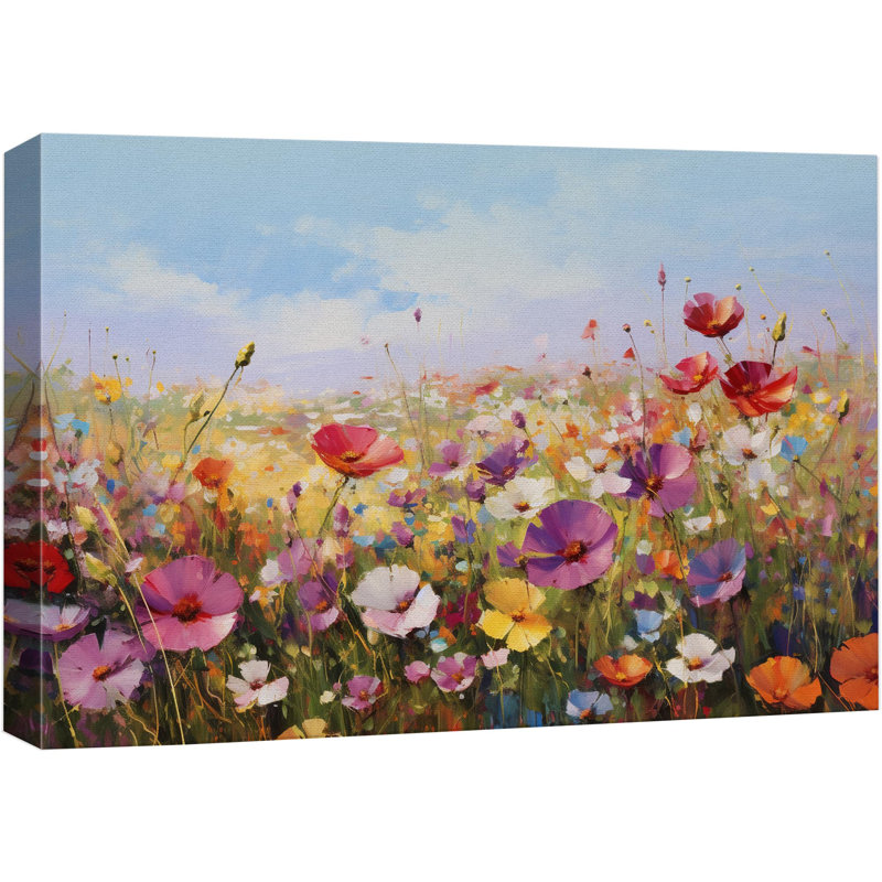 Vibrant Wildflower Colorful Poppy Field Botanical Floral On Canvas Print, Wrapped Canvas, 16" H x 24" W x 1.5" D