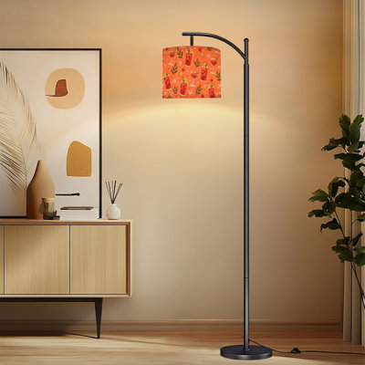 Lampe sur pied à arc avec abat-jour réglable sans soudure, cocktail rouge, garniture de vin orange, lampe sur pied à 3 températures de couleur, intensité variable, haut, avec interrupteur à pédale, pour le bar de la cuisine