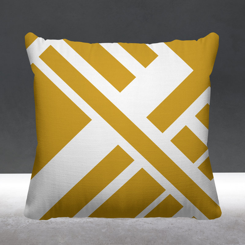 Coastal Calm Geometric Outdoor Reversible Throw Pillow, Yellow, 17W" x 17H"
