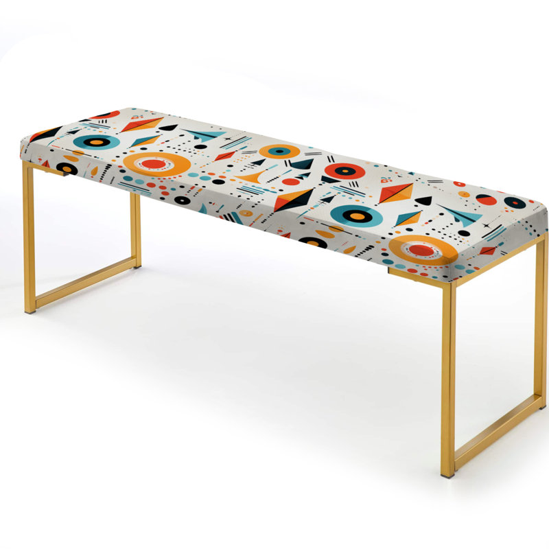 Banc éclectique géométrique boho en jaune et bleu