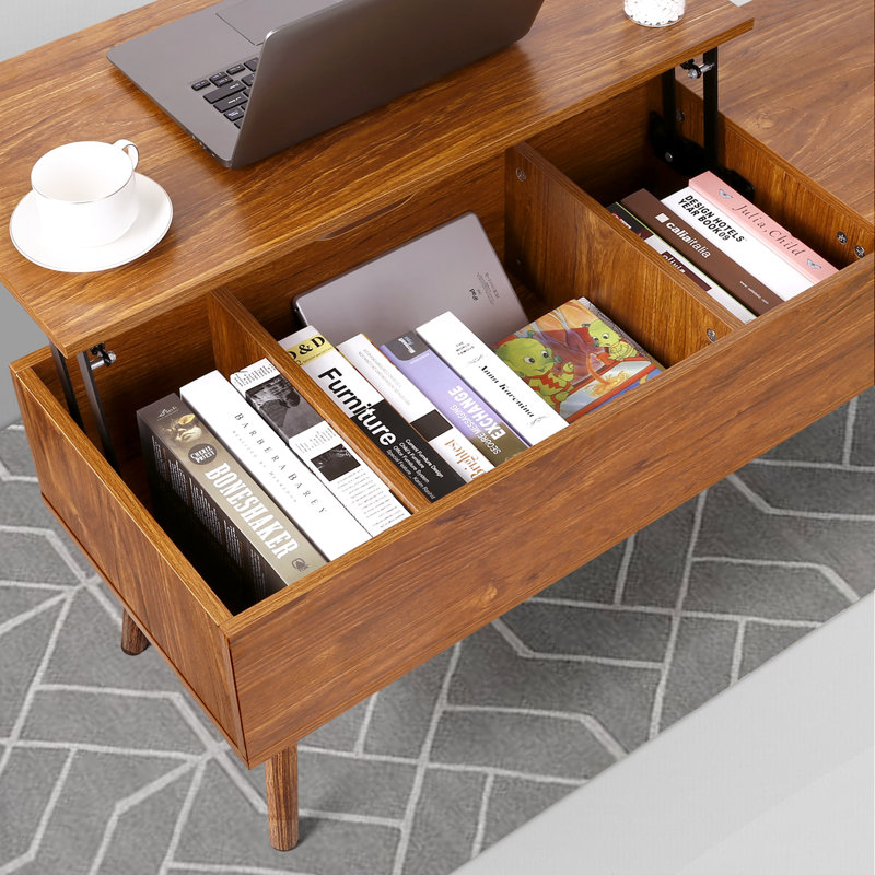 Table basse avec rangement Amethy, Brun