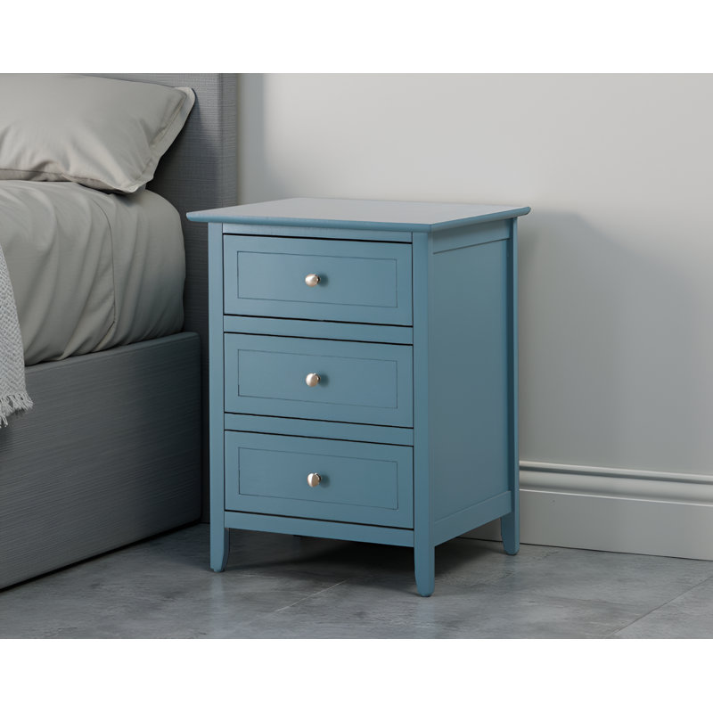 Lublin Teal 3 Drawers Nightstand, Teal