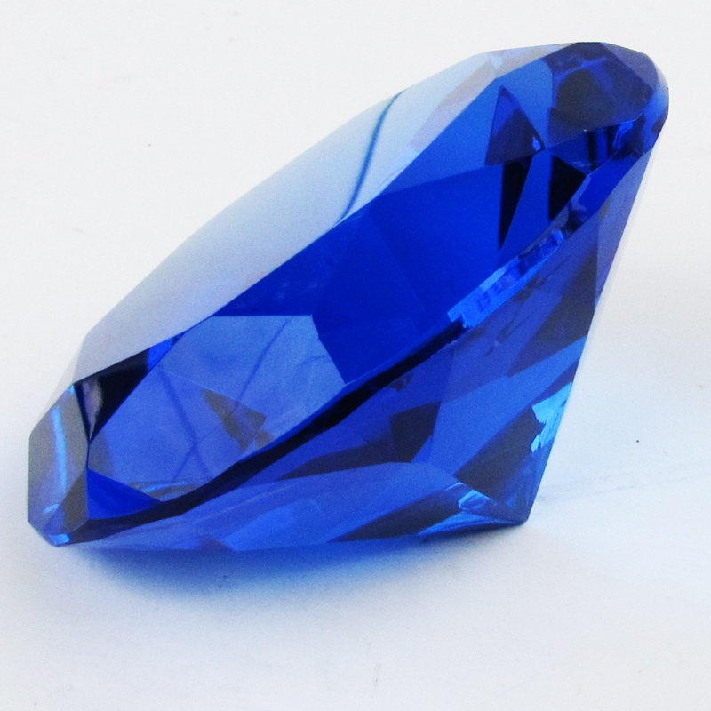 Poids de papier diamant à facettes de cristal à facettes géant Dana, Bleu