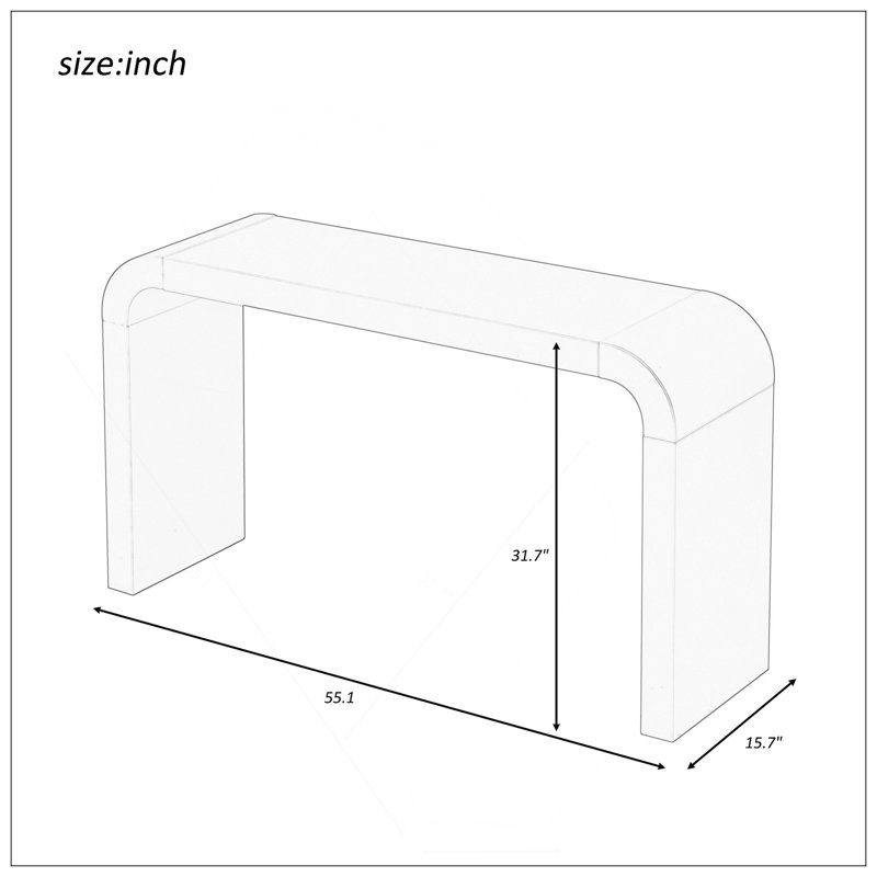 Table d'entrée minimaliste en acacia avec deux pieds, design élégant et élégant, convient aux espaces étroits et aux salons, entrées, balcons, bureaux.