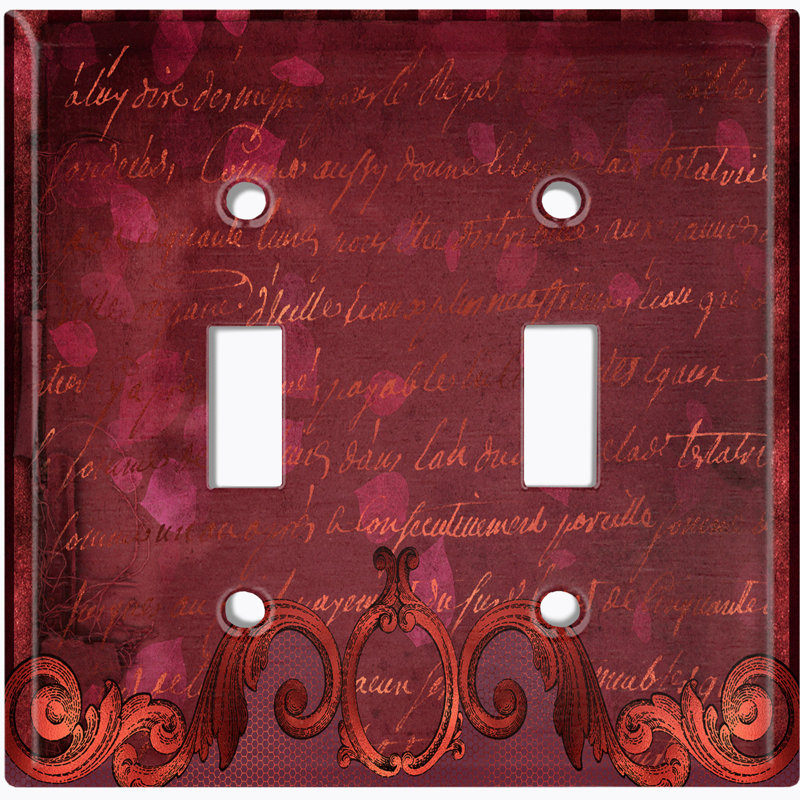 Plaque murale avec interrupteur à bascule rouge et rouge à motif damas