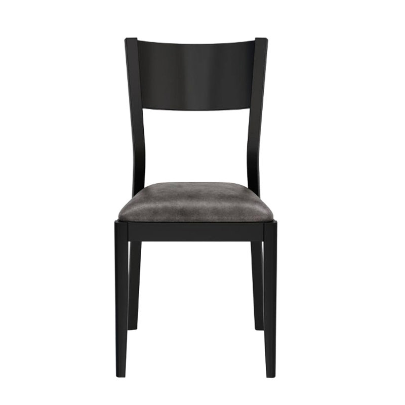 Chaises de salle à manger rembourrées (2), noir, dossier incliné, pieds fuselés ronds, Home 2 for Room, profondeur de produit de 16,96 po, décoration de pièce
