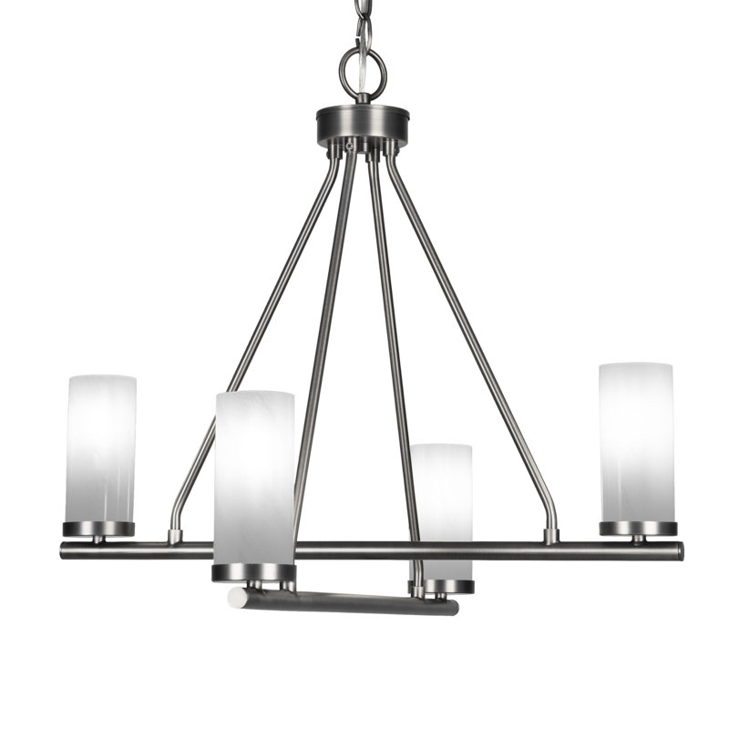 Lustre suspendu 4 lumières avec verre en marbre blanc 2,5 po Trinity, Graphite