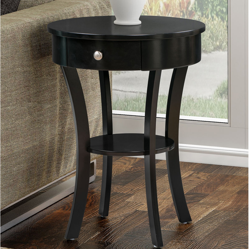 Table de bout à 1 tiroir avec rangement Moravian, Noir