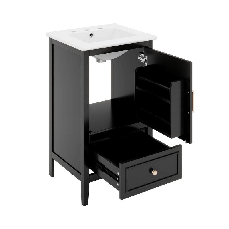 Meuble-lavabo 20 po avec lavabo et 1 tiroir noir 20 po
