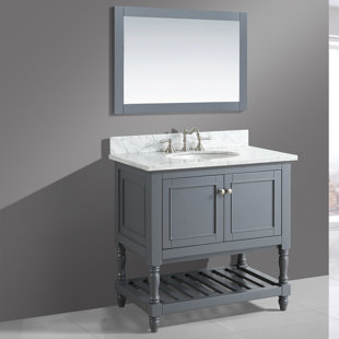Mccombs 36'' Single Bathroom Vanity with Marble Top with Mirror